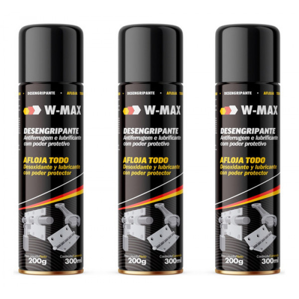 Kit 3 Un. Desengripante Lubrificante Spray W-max Wurth